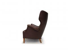 Danish Modern Leather Wingback Lounge Chair Denmark circa 1940s - 4750033