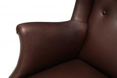 Danish Modern Leather Wingback Lounge Chair Denmark circa 1940s - 4750034