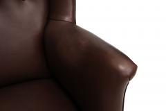 Danish Modern Leather Wingback Lounge Chair Denmark circa 1940s - 4750035