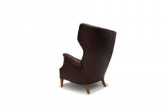 Danish Modern Leather Wingback Lounge Chair Denmark circa 1940s - 4750037