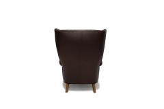 Danish Modern Leather Wingback Lounge Chair Denmark circa 1940s - 4750038