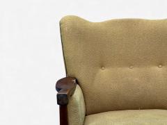 Danish Modern Lounge Chair Fabric Stained Wood Denmark 1940s - 4605814