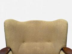 Danish Modern Lounge Chair Fabric Stained Wood Denmark 1940s - 4605815