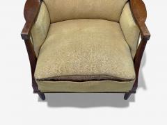 Danish Modern Lounge Chair Fabric Stained Wood Denmark 1940s - 4605818