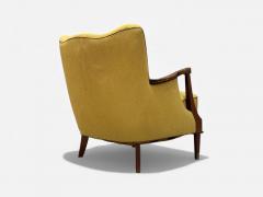 Danish Modern Lounge Chair Fabric Stained Wood Denmark 1940s - 4605819