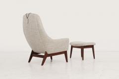 Danish Modern Lounge Chair and Ottoman 1960c  - 4140906