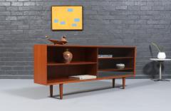 Danish Modern Low Profile Teak Bookcase w Glass Doors - 4569588