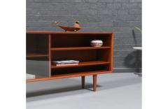 Danish Modern Low Profile Teak Bookcase w Glass Doors - 4569597