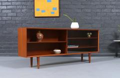 Danish Modern Low Profile Teak Bookcase w Glass Doors - 4590866