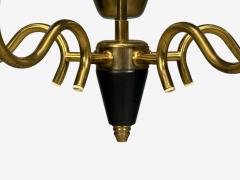 Danish Modern Pendant Light Brass Etched Glass Denmark 1950s - 4767044