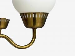 Danish Modern Pendant Light Brass Etched Glass Denmark 1950s - 4767045