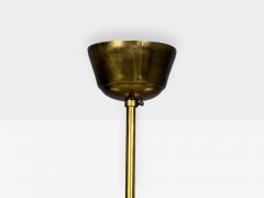 Danish Modern Pendant Light Brass Etched Glass Denmark 1950s - 4767046