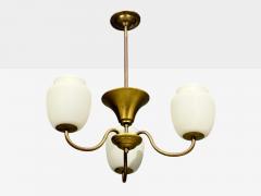 Danish Modern Pendant Light Brass Glass Denmark 1940s - 4794412