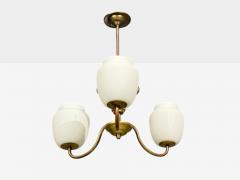 Danish Modern Pendant Light Brass Glass Denmark 1940s - 4794414