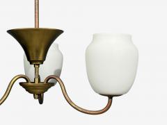 Danish Modern Pendant Light Brass Glass Denmark 1940s - 4794416