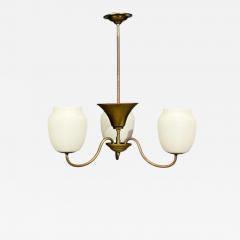 Danish Modern Pendant Light Brass Glass Denmark 1940s - 4796132