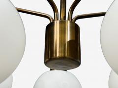 Danish Modern Pendant Light Brass Opal Glass Denmark 1970s - 4643593