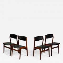 Danish Modern Rosewood Leatherette Dining Chairs Denmark 1950s - 4267155