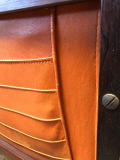 Danish Modern Rosewood and Orange Leather Magazine Rack - 671756
