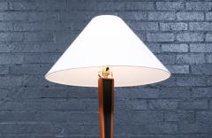 Danish Modern Sculpted Teak Floor Lamp w Linen Cone Shade - 4456781