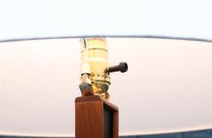 Danish Modern Sculpted Teak Floor Lamp w Linen Cone Shade - 4456783