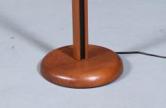 Danish Modern Sculpted Teak Floor Lamp w Linen Cone Shade - 4456799