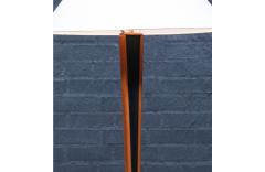 Danish Modern Sculpted Teak Floor Lamp w Linen Cone Shade - 4456801