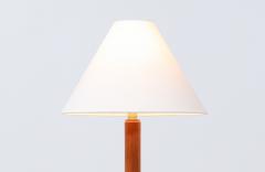 Danish Modern Sculpted Teak Table Lamp with Cone Linen Shade - 3144603