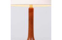 Danish Modern Sculpted Teak Table Lamp with Cone Linen Shade - 3144605