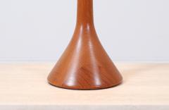Danish Modern Sculpted Teak Table Lamp with Cone Linen Shade - 3144606