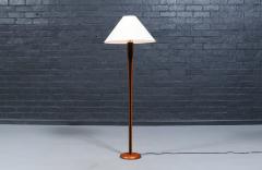 Danish Modern Sculptural Teak Floor Lamp w Linen Cone Shade - 4450117