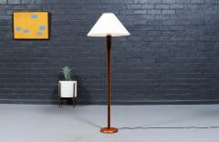 Danish Modern Sculptural Teak Floor Lamp w Linen Cone Shade - 4450118