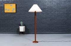 Danish Modern Sculptural Teak Floor Lamp w Linen Cone Shade - 4450119