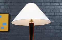 Danish Modern Sculptural Teak Floor Lamp w Linen Cone Shade - 4450122