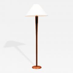 Danish Modern Sculptural Teak Floor Lamp w Linen Cone Shade - 4450198