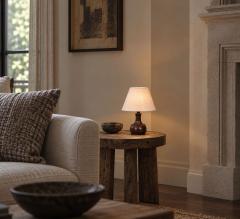 Danish Modern Small Table Lamp Brown Glazed Stoneware Denmark 1960s - 4794029
