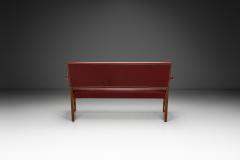 Danish Modern Sofa with Leather Upholstery and Oak Frame Denmark 1940s - 4138388