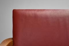 Danish Modern Sofa with Leather Upholstery and Oak Frame Denmark 1940s - 4138390