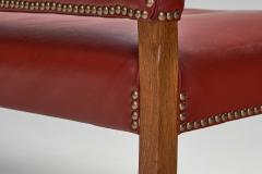 Danish Modern Sofa with Leather Upholstery and Oak Frame Denmark 1940s - 4138394