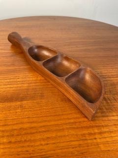 Danish Modern Solid Teak Monkey Pod Tray with Handle - 4058686