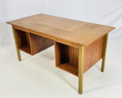 Danish Modern Style Five Drawer Teak Partners Desk With Built In Bookshelf - 4163731