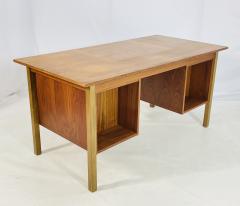 Danish Modern Style Five Drawer Teak Partners Desk With Built In Bookshelf - 4163732