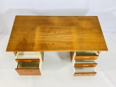 Danish Modern Style Five Drawer Teak Partners Desk With Built In Bookshelf - 4163733
