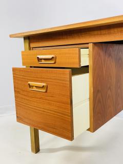 Danish Modern Style Five Drawer Teak Partners Desk With Built In Bookshelf - 4163735