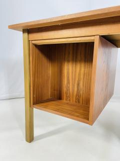 Danish Modern Style Five Drawer Teak Partners Desk With Built In Bookshelf - 4163736