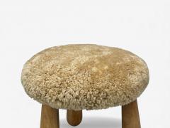 Danish Modern Style Honey Sheepskin Maple Shearling Footstools USA 21st c  - 4425751
