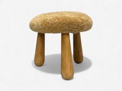 Danish Modern Style Honey Sheepskin Maple Shearling Footstools USA 21st c  - 4425754