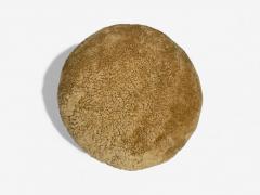 Danish Modern Style Honey Sheepskin Maple Shearling Footstools USA 21st c  - 4425755