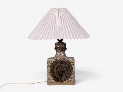 Danish Modern Table Lamp Beige Glazed Ceramic Denmark 1960s - 4793826