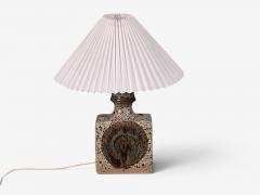 Danish Modern Table Lamp Beige Glazed Ceramic Denmark 1960s - 4793827